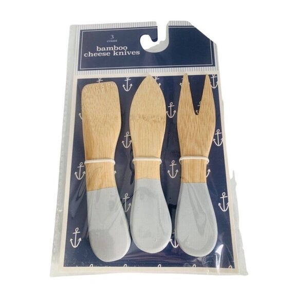 Small Glass Cutting Board 9X6 White Cocktails Charcuterie Bamboo Spreaders Set - Picture 5 of 7